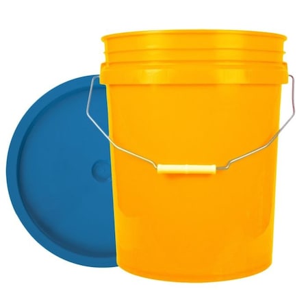 World Enterprises Bucket, 12 in H, Yellow and Chevron 5YEL,345SCHBLU